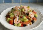 Salade de Farro aux Crevettes, Courgettes & Pois Chiches