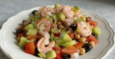 Salade de Farro aux Crevettes, Courgettes & Pois Chiches
