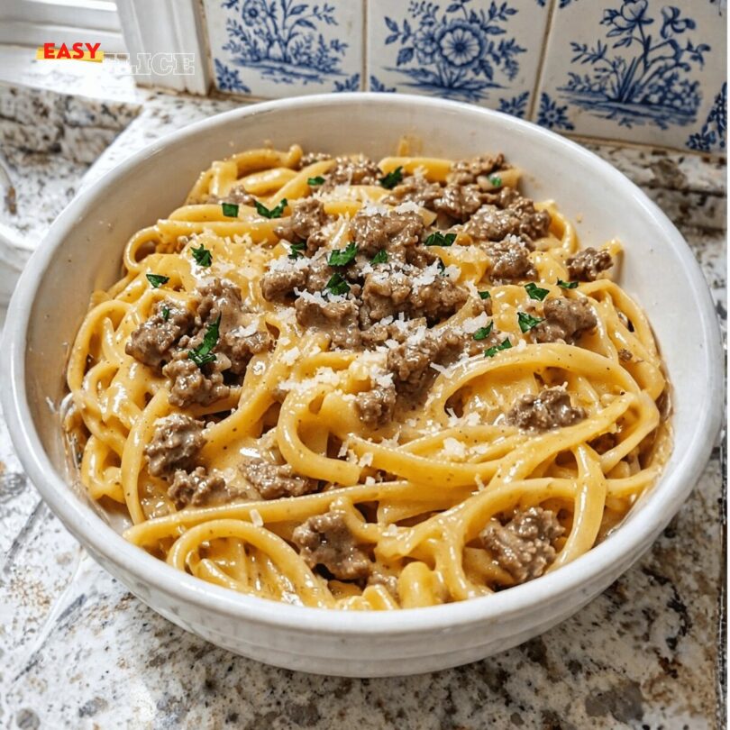 Linguines Crémeuses au Bœuf Haché et Parmesan