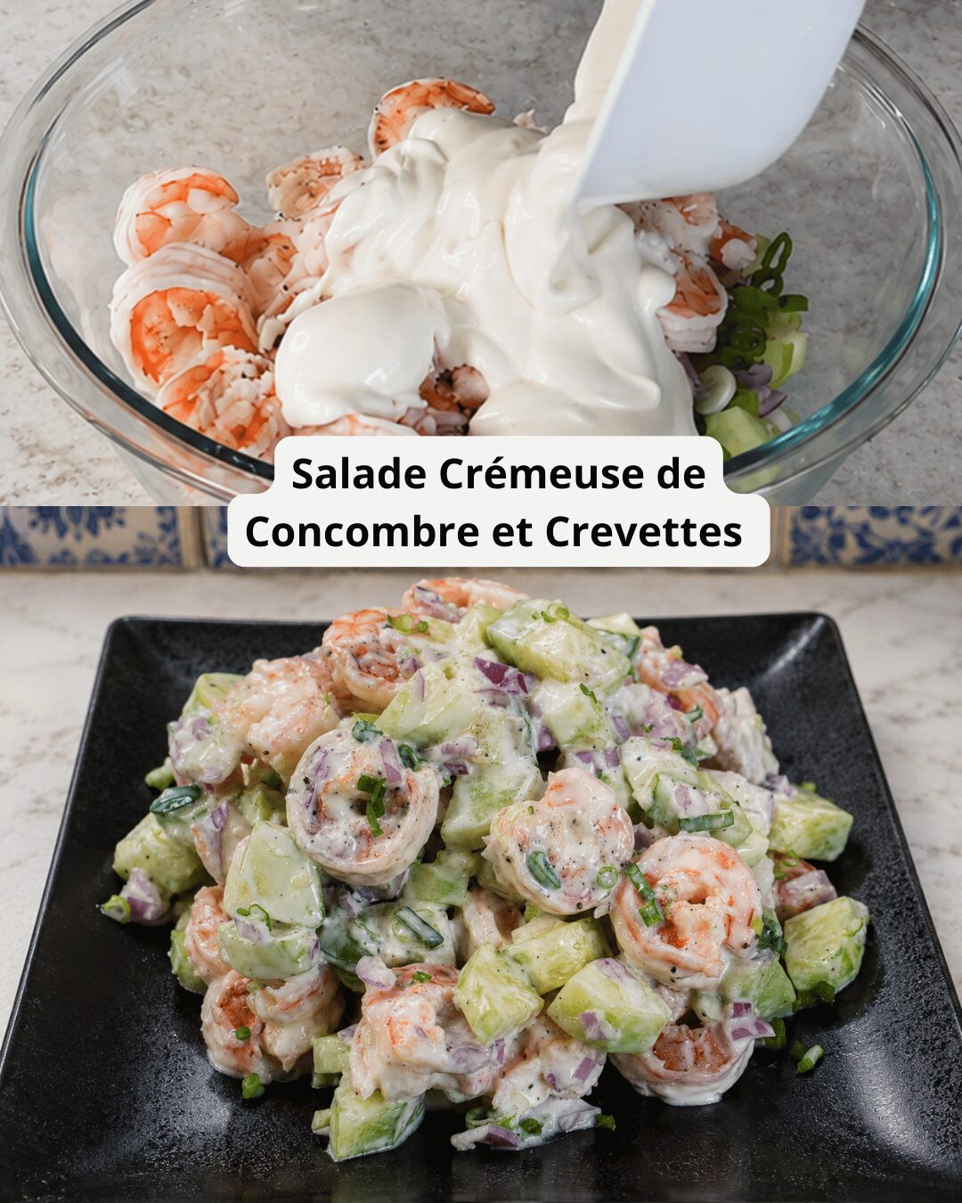 Salade Crémeuse de Concombre et Crevettes