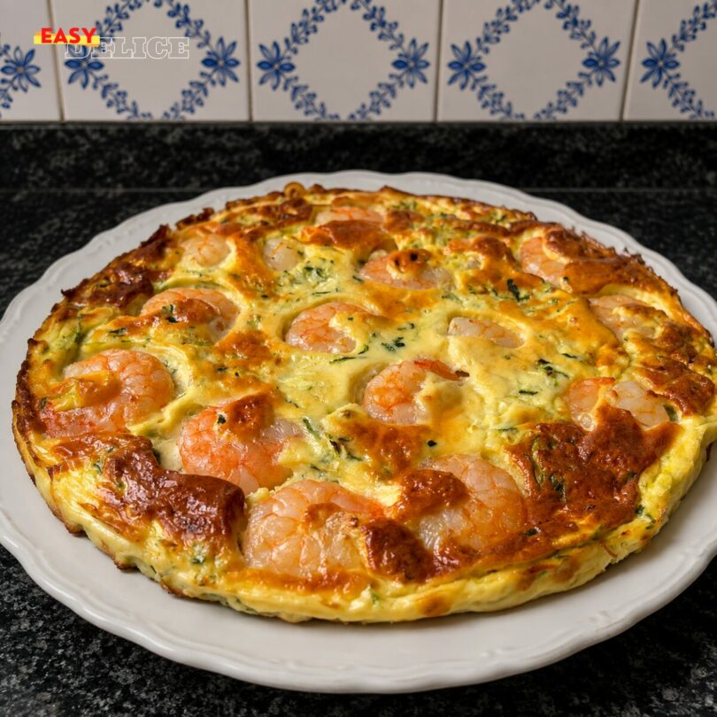 Tarte sans Farine aux Courgettes et Crevettes