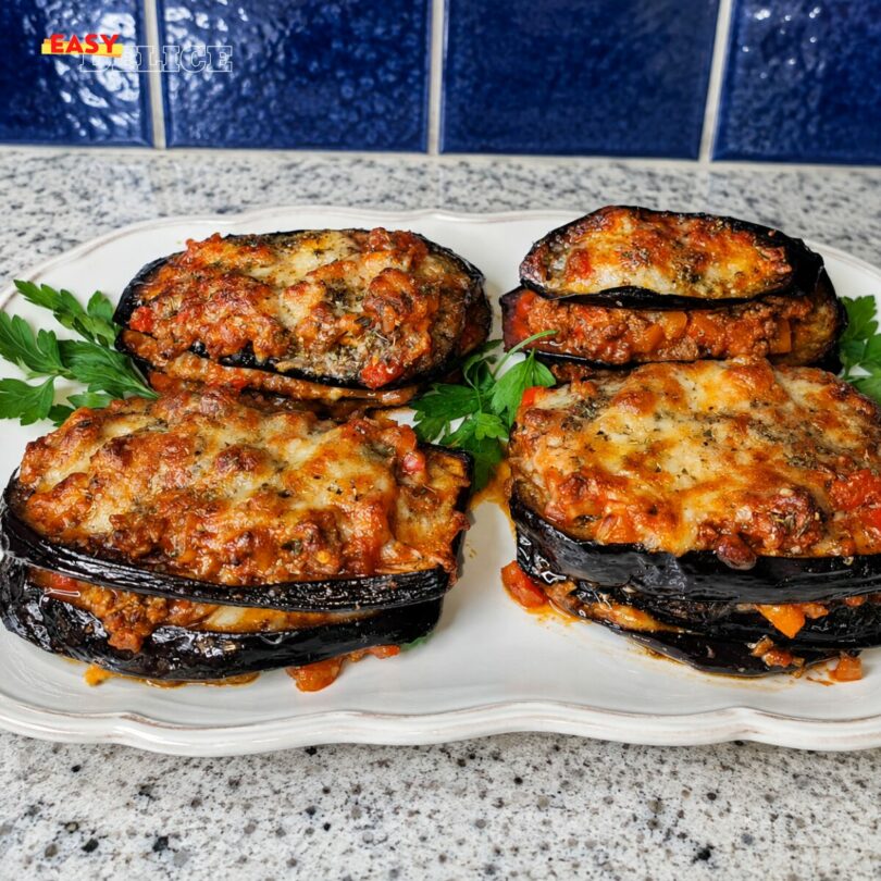 Aubergines Farcies à la Viande Hachée, Tomate & Mozzarella