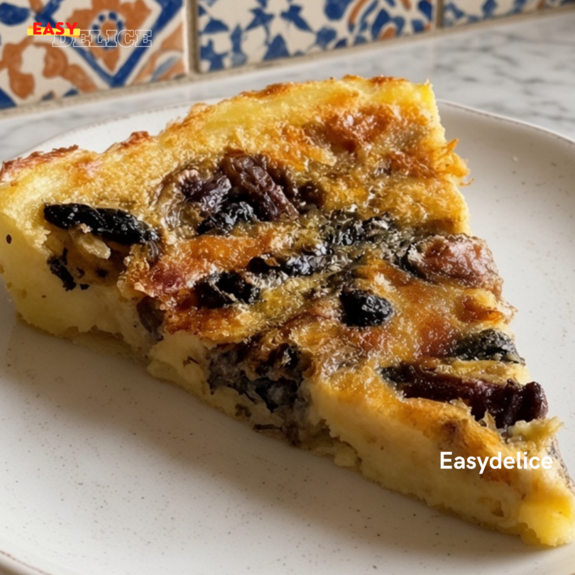 Tarte rustique aux pommes de terre, champignons et épinards