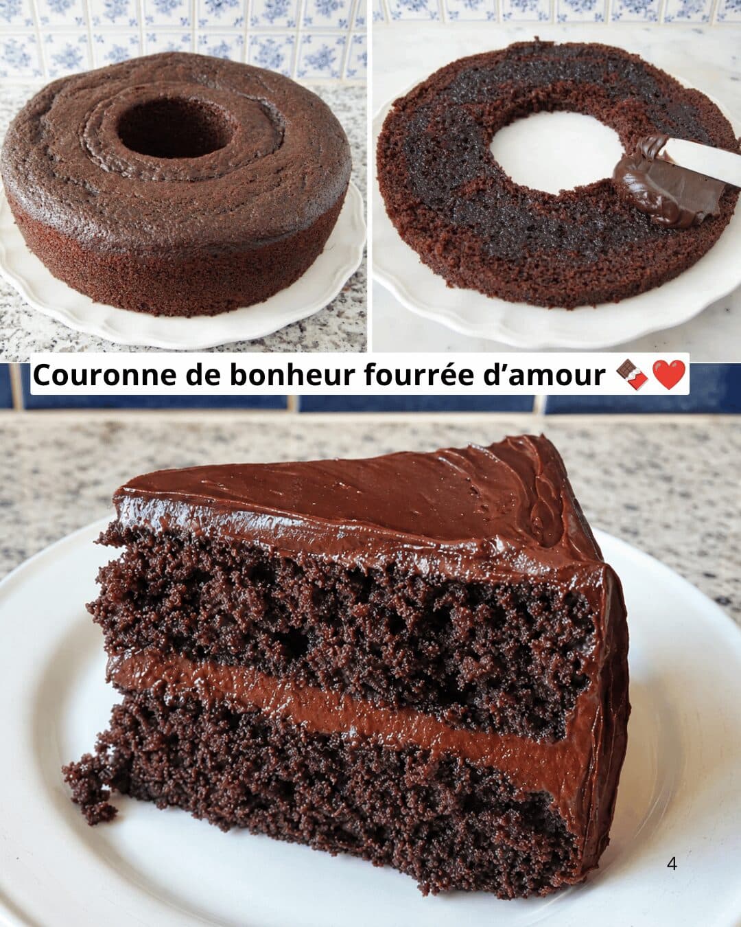 Gâteau au Chocolat en Couronne Fourré à la Ganache
