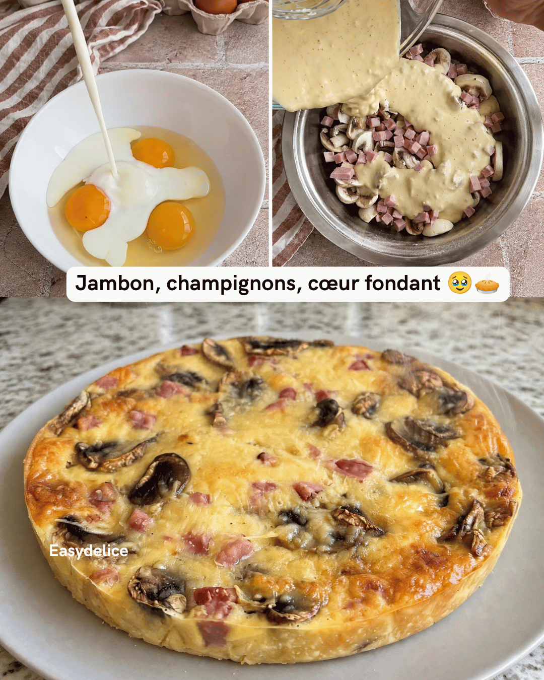 Quiche sans pâte au Jambon & Champignons
