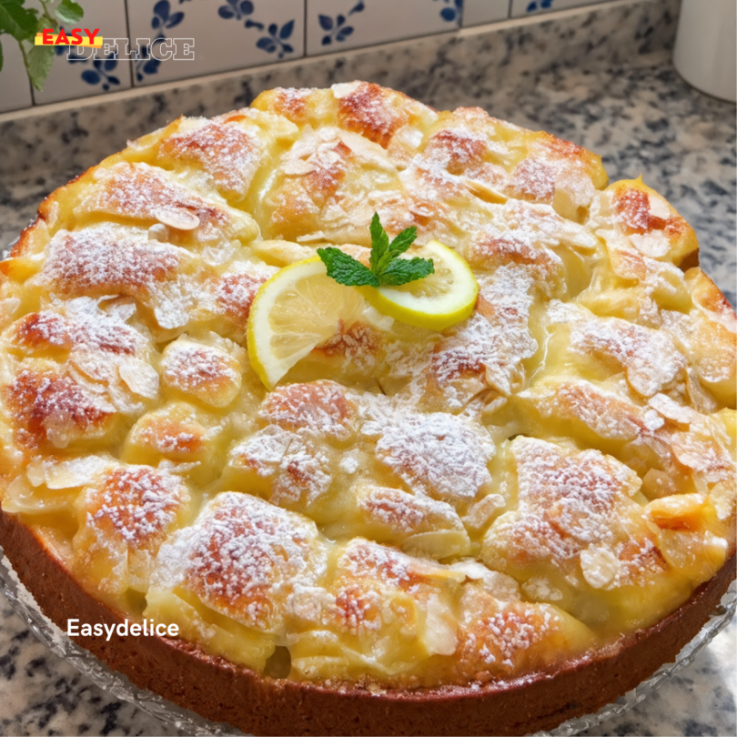 Gâteau Moelleux au Citron avec Crème de Citron & Amandes
