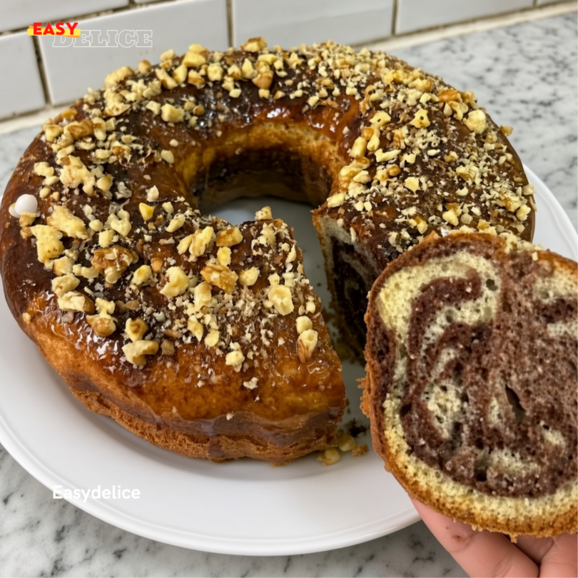 Gâteau Marbré Vanille & Chocolat aux Noisettes