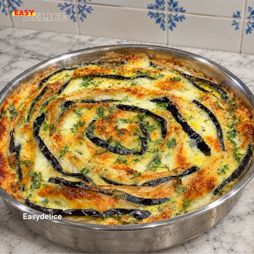 Gratin d’Aubergines à la Pâte Filo & au Fromage