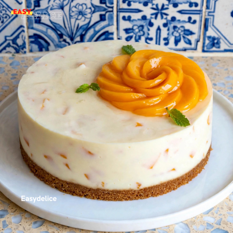 Gâteau Sans Cuisson aux Pêches