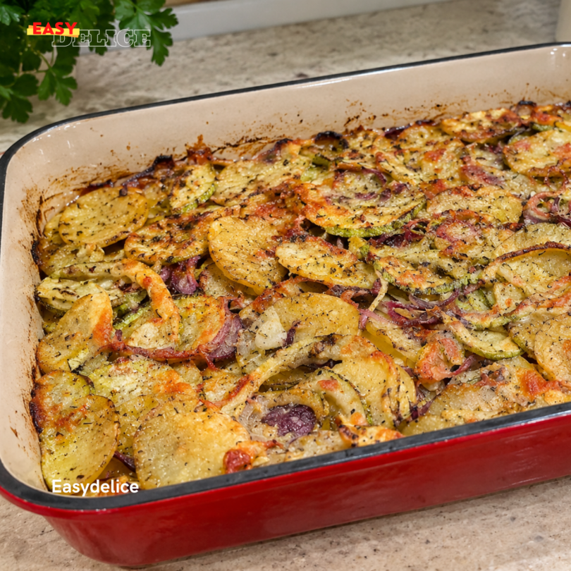 Gratin de Pommes de Terre, Courgettes & Oignons