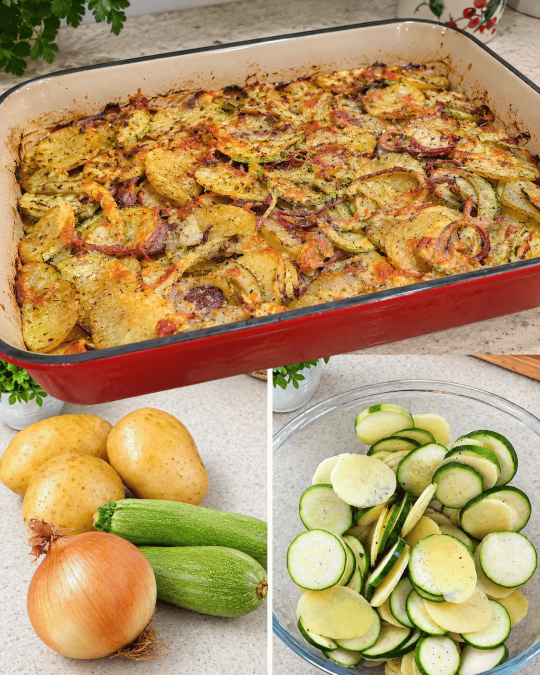 Gratin de Pommes de Terre, Courgettes & Oignons
